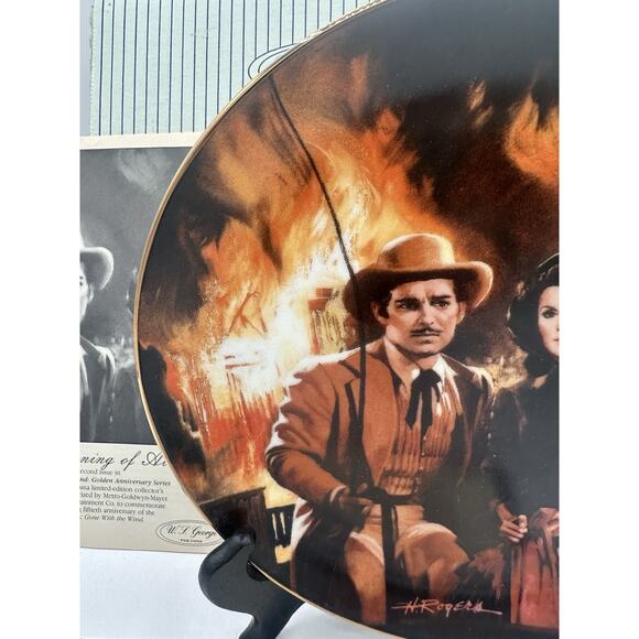 Gone With The Wind Golden Anniversary Series "The Burning Of Atlanta" Plate New - Picture 2 of 6